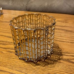 Bath and Body Works Gold 3 wick candle holder.